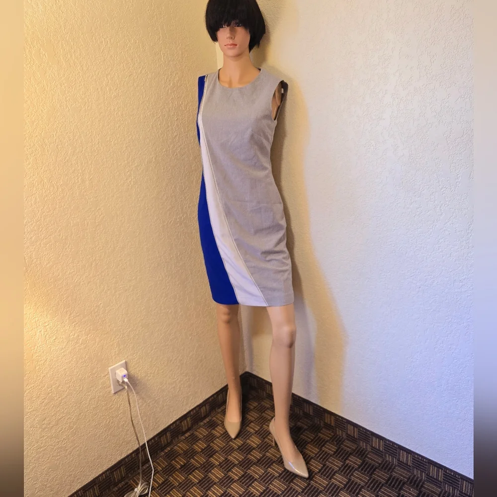 Calvin Klein Black and White Leaf Print Dress - Picture 3 of 8